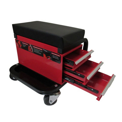 Mechanic Creeper Seat Workshop Trolley With Drawers (Padded Garage