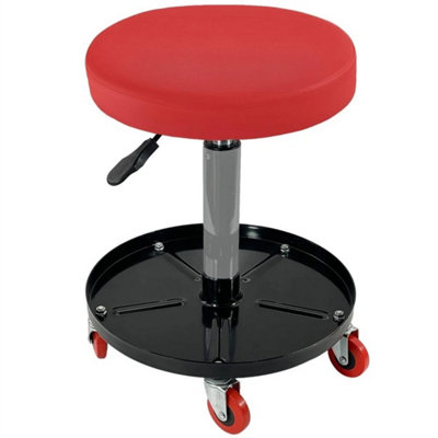 Mechanic Rolling Seat Stool with Swivel Wheels Adjustable Padded ...