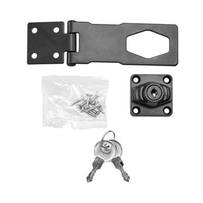 Mechanical Hasp and Staple Lock with Key Twist Knob Design for Cabinet Security W 13.5cm