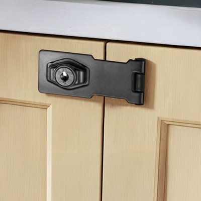 Mechanical Hasp and Staple Lock with Key Twist Knob Design for Cabinet Security W 13.5cm