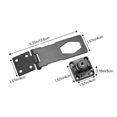 Mechanical Hasp and Staple Lock with Key Twist Knob Design for Cabinet Security W 13.5cm