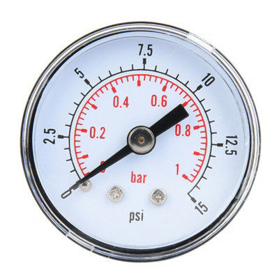 Mechanical Pressure Gauge for Air Oil Water 1/8inch BSPT Back Connection (0-15psi 0-1bar)