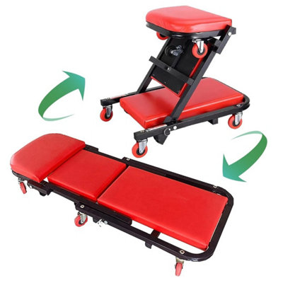 Mechanics Creeper Trolley Stool 6 Wheels Workshop Padded Car Workshop ...