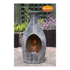 Med BOTELLA Mexican chimenea contemporary look, charcoal grey
