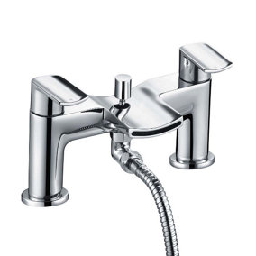 Medan Polished Chrome Deck-mounted Bath Shower Mixer Tap with Handset