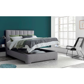 Medburn Ottoman Storage Upholstered Bed Frame Light Grey Linen Fabric