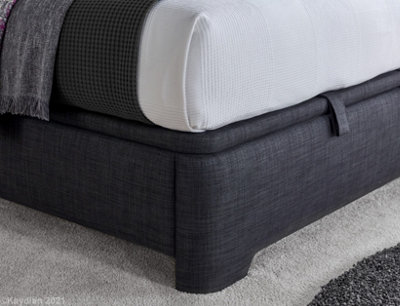 Medburn Ottoman Storage Upholstered Bed Frame Slate Grey Linen Fabric