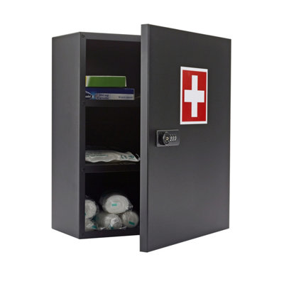 Medicab 1 Black Lockable Medicine Cabinet 4-Digit Combination Lock with ...