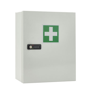 Medicab 1 Lockable Medicine Cabinet White 4-Digit Combination Lock with ...
