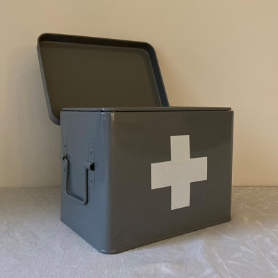 Medical Supplies Storage Tin in French Grey - 3