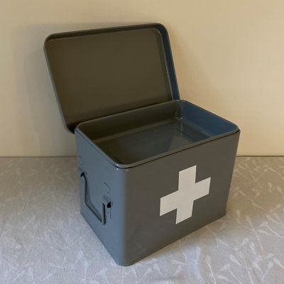Medical Supplies Storage Tin in French Grey - 4