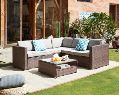 Brown garden deals sofa set