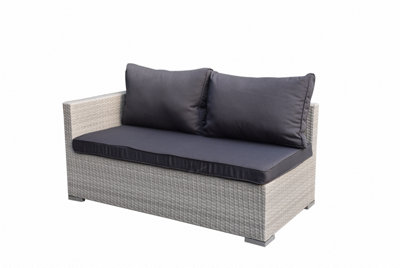 Medina 4 Piece Modular Grey Rattan Sofa Garden L- Shaped Lounge Set with Glass Topped Coffee Table  Dark Grey Cushions - 5
