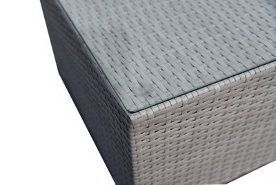 Medina 4 Piece Modular Grey Rattan Sofa Garden L- Shaped Lounge Set with Glass Topped Coffee Table  Dark Grey Cushions - 8