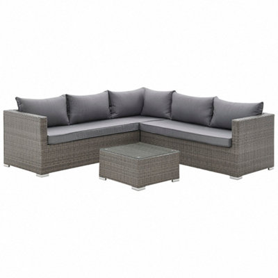 Adelita 4 piece rattan sofa set with clearance cushions