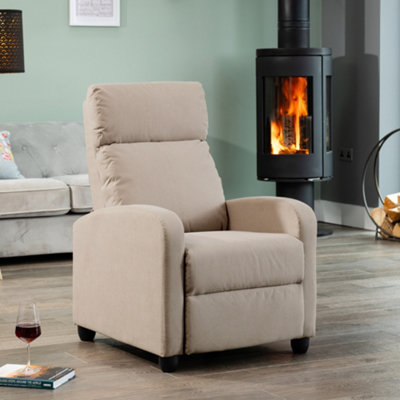 Medina Manual Push Back Recliner Soft Fabric Armchair - Cappuccino