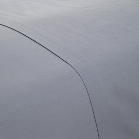 MEDITERRANEAN LINEN Valencia 100% Egyptian Cotton 200 Thread Count King Flat Sheet 275x275cm -Denim