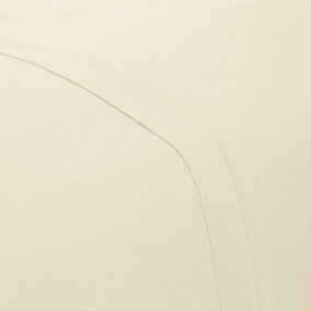 MEDITERRANEAN LINENS Monaco 100% Egyptian Cotton 230x260cm Double Flat Sheet 400 Thread Count - Ivory