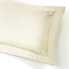 MEDITERRANEAN LINENS Monaco 100% Egyptian Cotton Oxford Pillowcases pair 400 Thread Count - Ivory