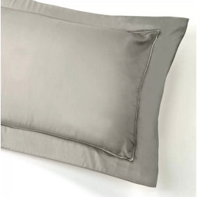 MEDITERRANEAN LINENS Monaco 100% Egyptian Cotton Oxford Pillowcases (pair) 400 Thread Count -Pewter
