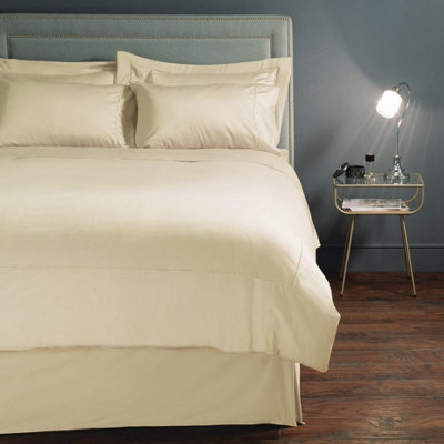 MEDITERRANEAN LINENS Monaco 100% Egyptian Cotton Single Duvet Cover Set 400 Thread Count - Ivory