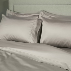 MEDITERRANEAN LINENS-Monaco-Pewter-100% Egyptian Cotton Standard Pillowcases (pair) 400 Thread Count