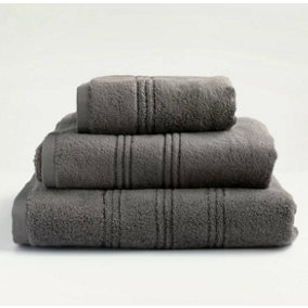 MEDITERRANEAN LINENS Paris 600 gsm Zero Twist Cotton Bath Towel colour Charcoal