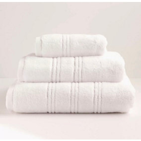MEDITERRANEAN LINENS Paris 600 gsm Zero Twist Cotton Hand Towel colour White