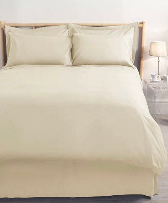 MEDITERRANEAN LINENS Valencia 100% Egyptian Cotton 200 Thread Count Double Duvet Cover Set -Ivory