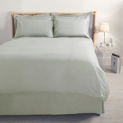 MEDITERRANEAN LINENS Valencia 100% Egyptian Cotton 200 Thread Count King Size Duvet Cover Set -Duck Egg