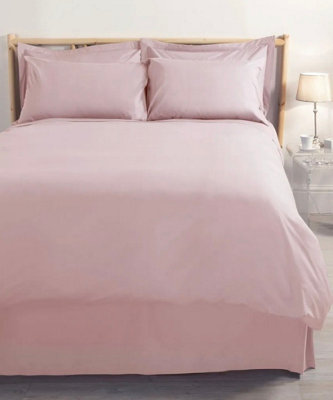 MEDITERRANEAN LINENS Valencia 100% Egyptian Cotton 200 Thread Count King Size Duvet Cover Set -Pale Pink