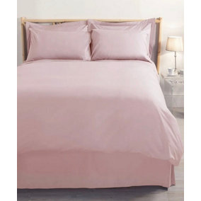 MEDITERRANEAN LINENS Valencia 100% Egyptian Cotton 200 Thread Count King Size Duvet Cover Set -Pale Pink