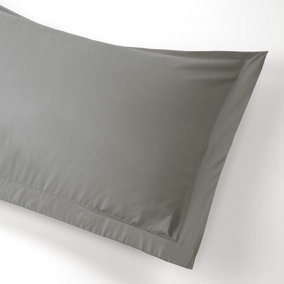 MEDITERRANEAN LINENS Valencia 100% Egyptian Cotton 200 Thread Count Oxford Pillowcases pair -Grey