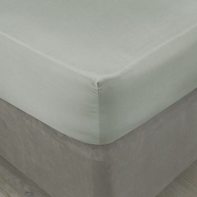 MEDITERRANEAN LINENS Valencia 100% Egyptian Cotton 200 Thread Count Single Fitted Sheet 90x190x28cm -Duck Egg