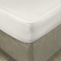 MEDITERRANEAN LINENS Valencia 100% Egyptian Cotton 200 Thread Count Super King Fitted Sheet 183x200x28cm -White