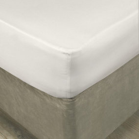 MEDITERRANEAN LINENS Valencia 100% Egyptian Cotton 200 Thread Count Super King Flat Sheet 310x270cm -White