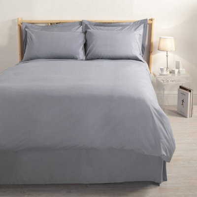 MEDITERRANEAN LINENS Valencia 100% Egyptian Cotton 200 Thread Count Super King Size Duvet Cover Sets -Denim