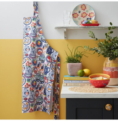 Mediterranean Plates Graphic Print 100% Cotton Apron