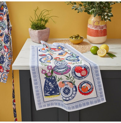Mediterranean Plates Graphic Print 100% Cotton Tea Towel Price Comparisons | Compare The Build