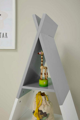 Medium 4-Tier Children's Kids Floor Shelving Unit in White and Grey