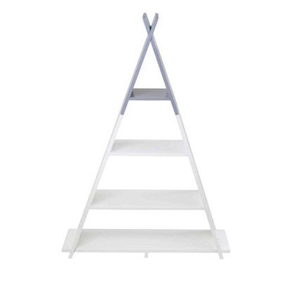 Medium 4-Tier Children's Kids Floor Shelving Unit in White and Grey - 3