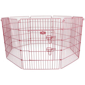 Medium 8 Panel Pet Playpen Cage Pink