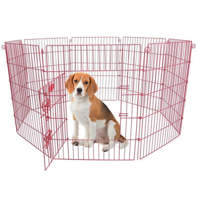 Medium 8 Panel Pet Playpen Cage Pink