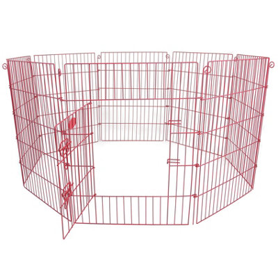 Medium 8 Panel Pet Playpen Cage Pink - 3
