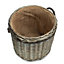 Medium Antique Wash Round Storage Log Basket