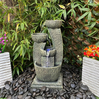 Medium Aztec Modern Solar Water Feature - Solar Powered - Resin - L21 x ...