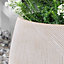 Medium Beige Symmetry Stripe Beige Fibre Clay Indoor Outdoor Garden Planter Houseplant Flower Plant Pot
