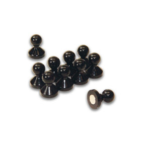 Medium Black Acrylic Push Pin Magnet for Fridge, Whiteboard, Noticeboard, Filing Cabinet - 15mm dia x 21mm tall - Pack of 10