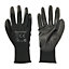 MEDIUM Black Gloves 13 Gauge Knitted & Poly Coated Palms & Fingers Open Back