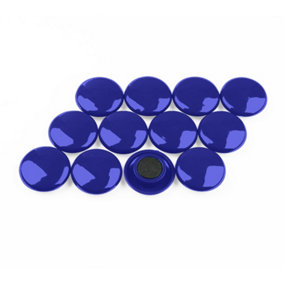 Medium Blue Planning Office Magnets for Fridge, Whiteboard, Noticeboard, Filing Cabinet - Pack of 12
